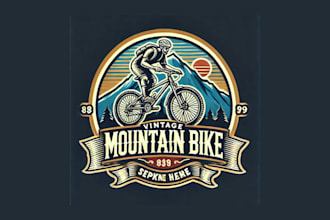 do creative vintage mountain bike logo for you in just two days