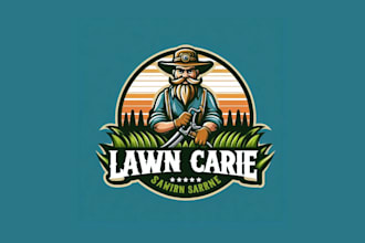 design unique vintage lawn care logo with creative concepts