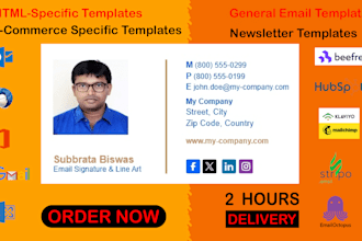editable HTML email signature outlook, gmail and apple