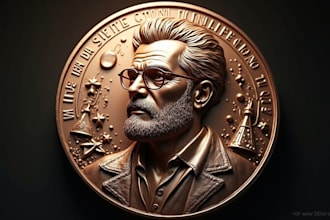 do 3d coin, bas relief, cnc medallion, 3d face model, gold coin, crypto coin nft