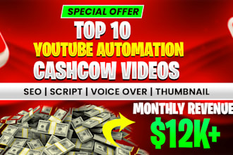 create youtube top 10 cash cow automation or faceless videos