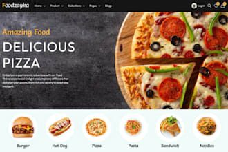 design 7 figure pizza shopify burger store restaurant website bakery pizza store