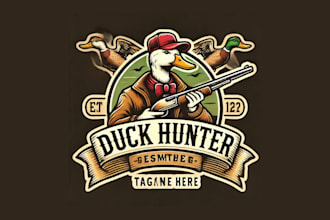 do awesome vintage duck hunter logo with express delivery