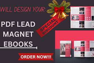 design catchy pdf lead magnet, ebook design book, workbook investor pitch deck