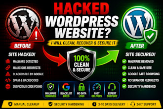 recover hacked wordpress website, remove malware, fix blacklist and secure it