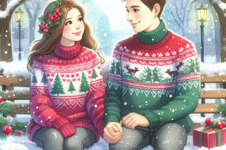 create an awesome watercolor christmas couple portrait