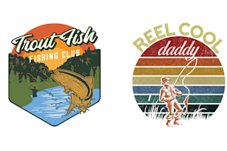 create vintage outdoor adventure fishing logo
