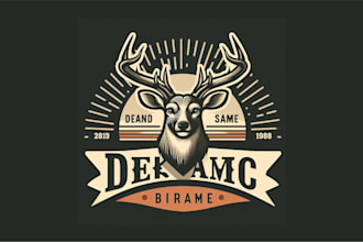 make unique vintage deer logo for your brand