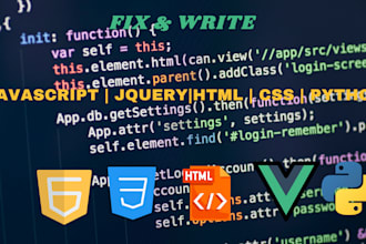 fix  any python, javascript, html,  css, jquery,  reactjs  error or  bug