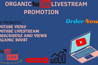 do organic youtube live stream promotion, video promotion, live streaming