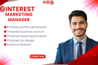 be your pinterest marketing manager, design seo optimized pins and boards