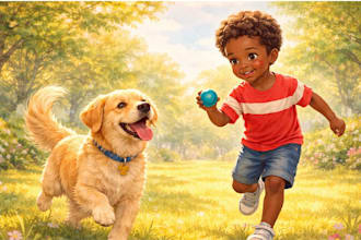 do children story book illustration, watercolour illustration