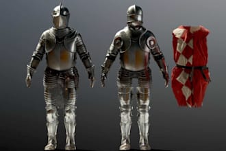 3d armor game character robot cyborg for animation, game, print on unreal engine