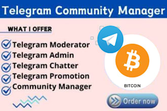 be telegram community manager moderator, admin with 20 chatter in crypto project
