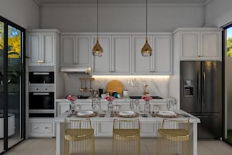 do expert interior 3d design and rendering for kitchen,living room, bathroom etc