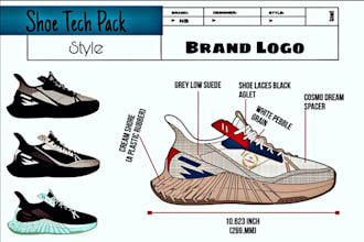 design custom shoes, sneakers, and footwear with a manufacture ready tech pack