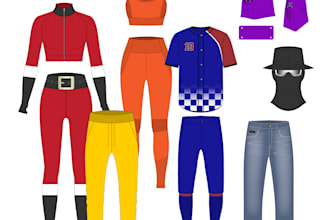 fashion and sports clothing technical flat sketch