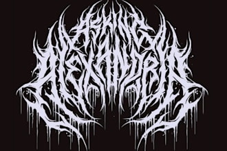 design a slamming death metal logo font with chrome