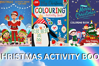 design christmas kids coloring book, activity book, workbook for KDP