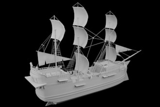 model shipping container, ship, boat, yacht, 4k rendering, blender, 3d printing