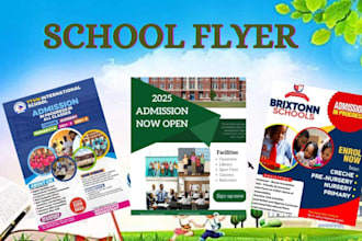do school, sport, summer camp, admission, party, club, flyer or poster design