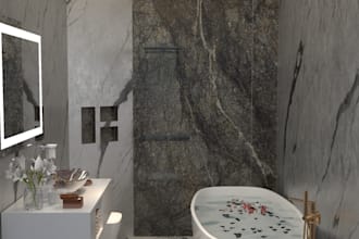 create modern bathroom 3d design and realistic render solutions