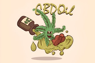 create weed, hemp, kush and cannabis mascot cartoon logo for you in 24hr