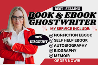 ghostwrite nonfiction ebook,memoir,autobiography, romance,kdp ghost ebook writer