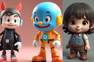 design 3d cartoon toy model mascot and figurine  in to your favorite image