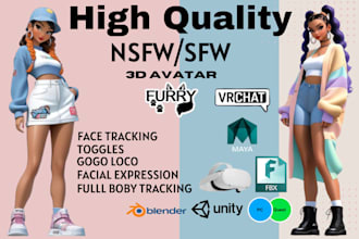 create high quality custom vrc avatar furry protogen vrchat avatar furry nsfw