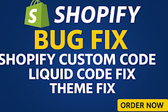 fix shopify bugs, do custom liquid code, and shopify theme edits, fix error
