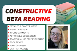 beta read and alpha reader, critique novel and provide detailed feedback