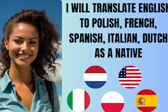 translate polish to english, spanish, french, italian, dutch accurately and fast