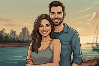 draw cartoon couple portrait