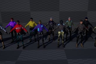 3d sci fi cyberpunk game character model realistic unreal engine ue4 ue5, unity