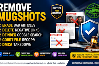 remove mugshots erase bad articles delete negative links court file record dmca