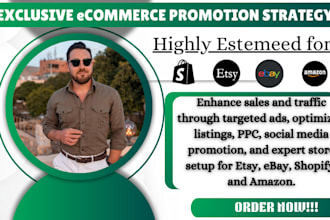 promote and advertise etsy, ebay, shopify and amazon to boost sales and traffic