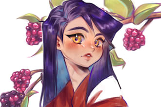 draw any character in a cute anime style pfp illustration