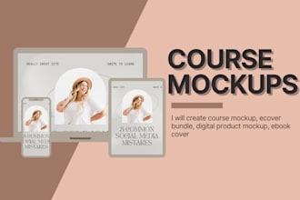 create course mockup, ecover bundle, digital product mockup, ebook cover