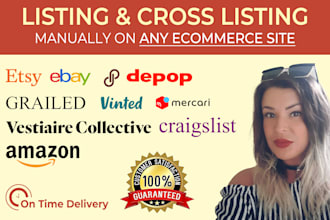 list, crosslist or product listing manually on ebay, etsy,ebay,poshmark, mercari