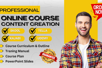 write online course content for skool kajabi tella, do course video, PPT slide
