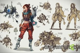 design concept art, characters and environments