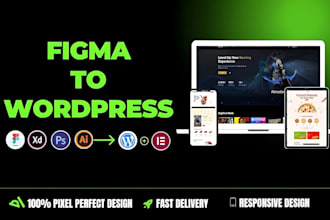 convert figma to wordpress, HTML to wordpress, figma to elementor