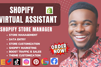 be your shopify virtual assistant, shopify store manager for shopify website