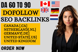 high da 60 to 90 canada, dutch, german de, usa us, uk dofollow SEO backlinks