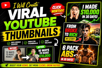 design unique,attractive amazing clickbait youtube thumbnail