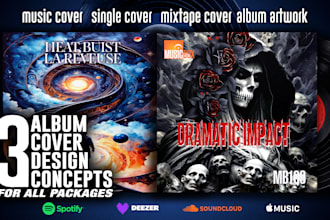 do 3 unique music album cover, single, mixtape cover art design