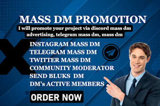 promote your project via discord mass dm advertising, telegram mass dm, twitter