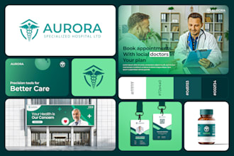 do medical healthcare dental clinic wellness logo design and brand identity kit