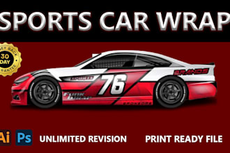 do amazing racing car wrap, racing car design, sports car wrap,cargo wrap design